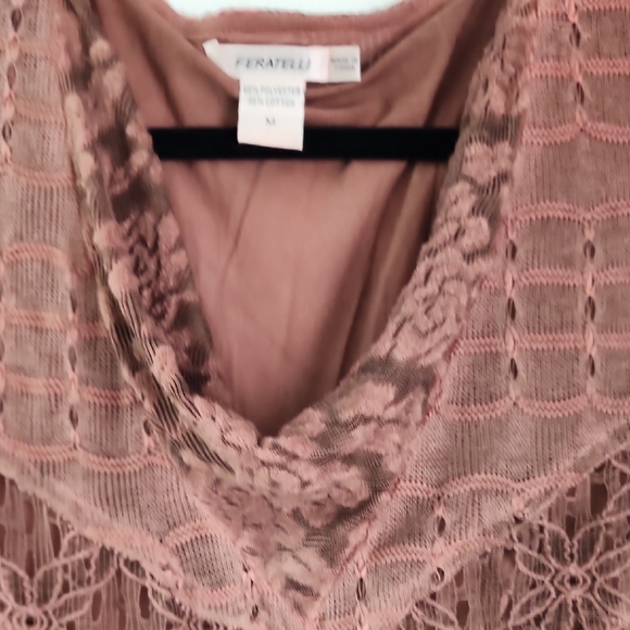 Elegant Women's Lace Blouse in Pink and Brown - Picture 3 of 8